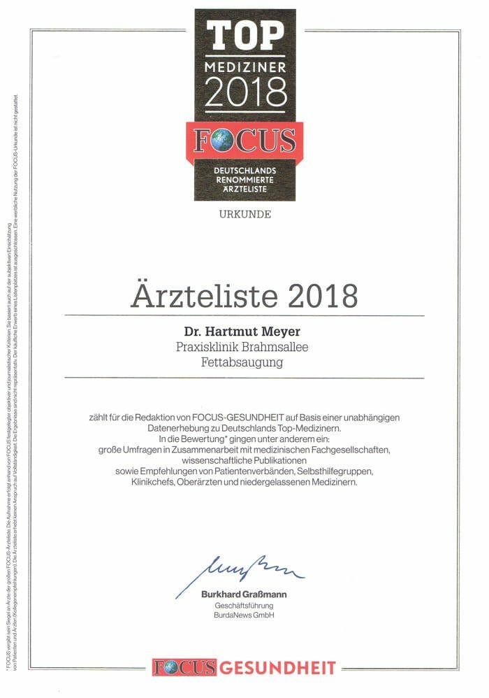 Deutschlands renommierte Ärzteliste 2018: Dr. Meyer Praxisklinik Brahmsallee