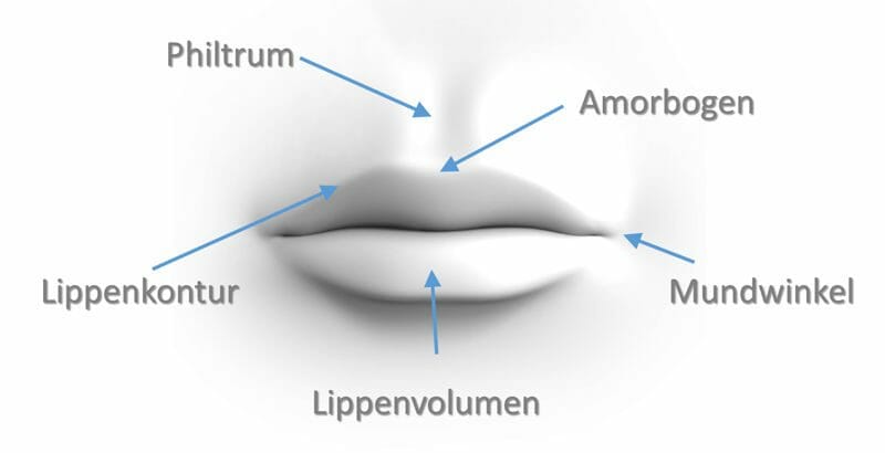 Lippen Aufspritzen Zur Vergrößerung Des Lippenvolumen, Anhebung Hängender Mundwinkel, Neuformung Des Lippenherzes (Amorbogen), Ausgleich Von Asymmetrien, Beseitigung Kleiner Fältchen An Der Lippe
